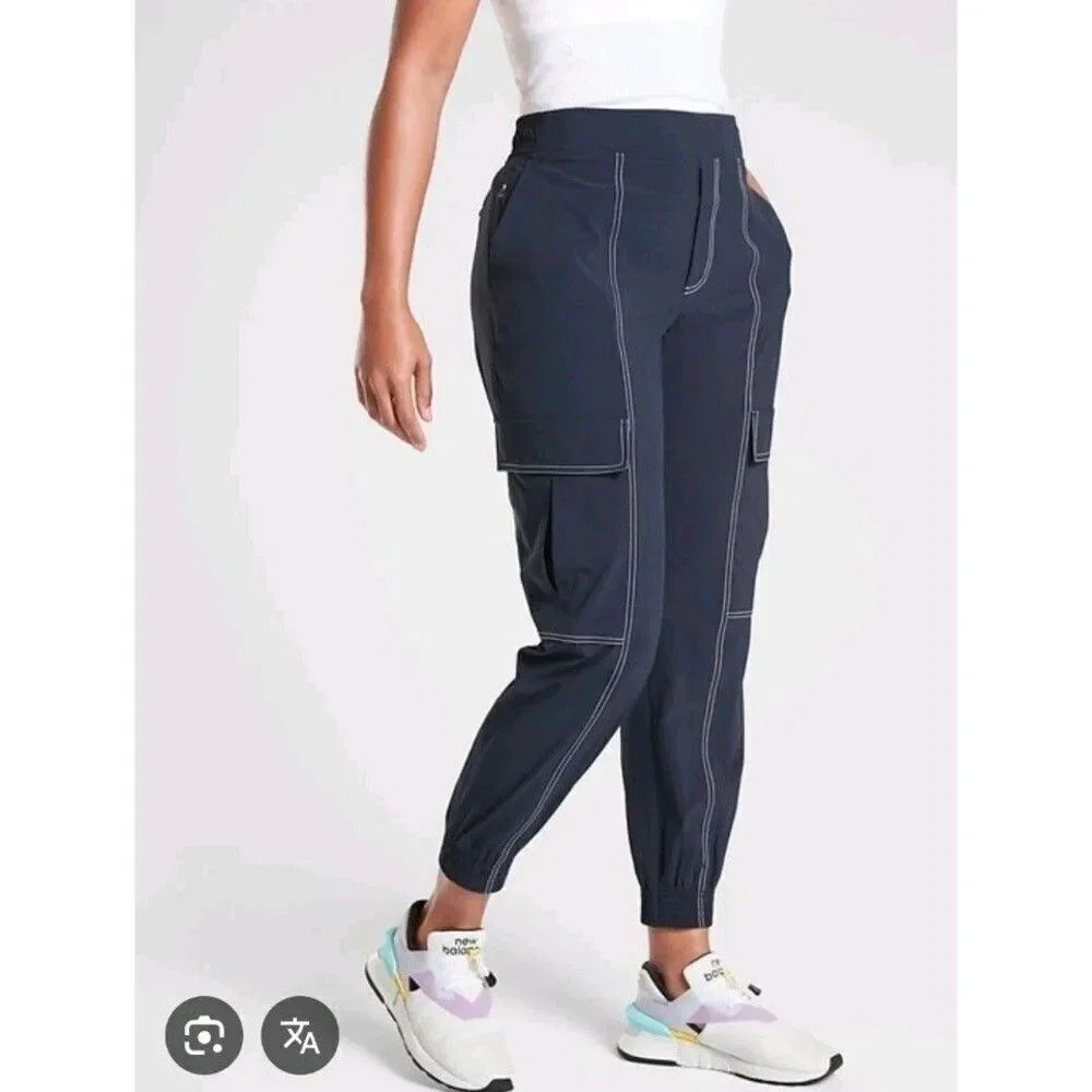 Athleta Chelsea Utility Cargo Jogger Pant Size 6 Blue Athleisure Activewear